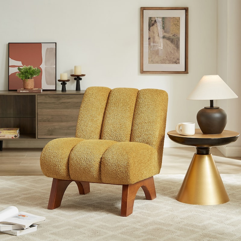 Art Leon Modern Wood and Fabric Accent Sofa Chair