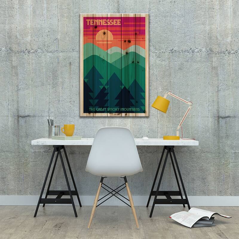 Tennessee Retro Travel Poster Print On Wood by Jim Zahniser - Multi-Color