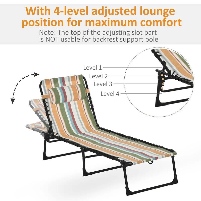 Foldable Chaise Lounge,4-Pos Recline,Trifold Portable,Breathable Mesh