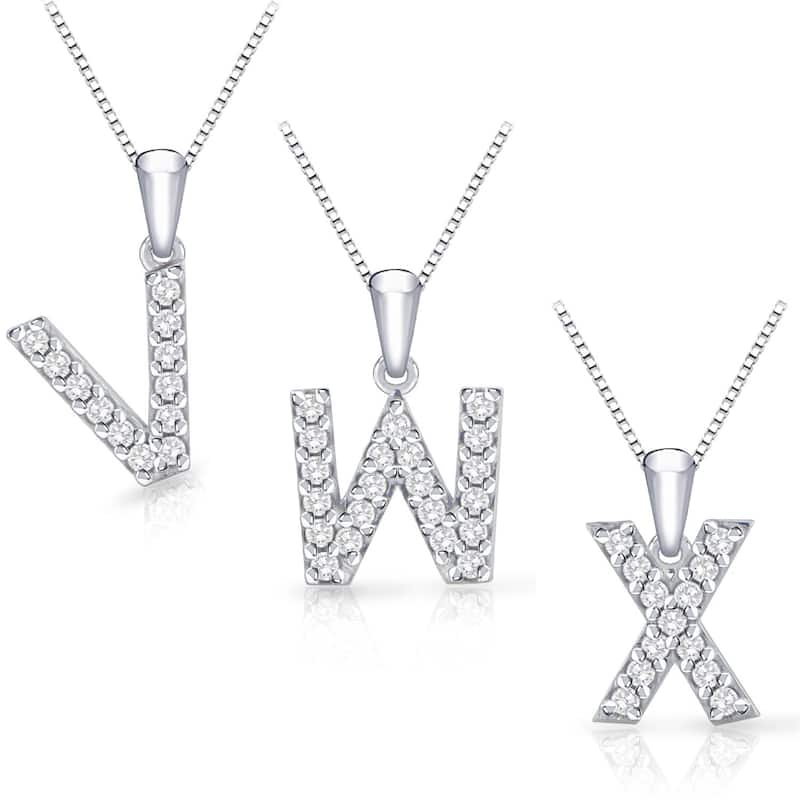 Auriya 1/10ctw Pave Accent Diamond Initial Pendant Necklace 14k Gold (I-J, I1-I2)