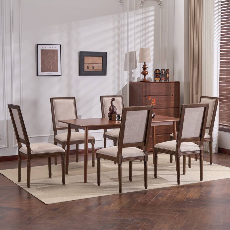 Christopher Knight Home - French Country Dining Chairs Set with Upholstered Backrest & Upholstered Seats with Fluted Legs