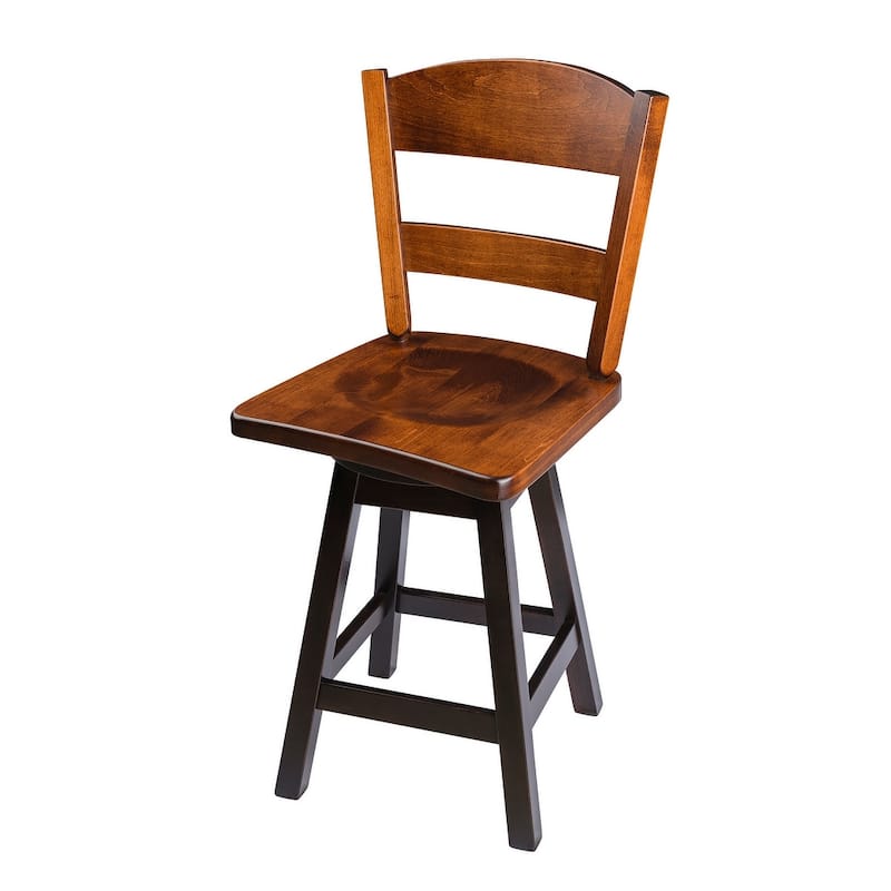 Amish Made Maple Swivel Urban Bar Stool with Classic Back - Michael's Cherry and Onyx Stain - Bar Height