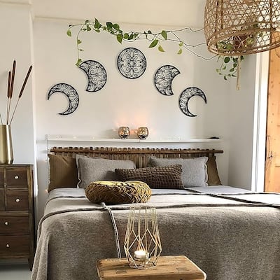 Lunation Metal Wall Art - Moon Phase Decor, 5-Piece Set