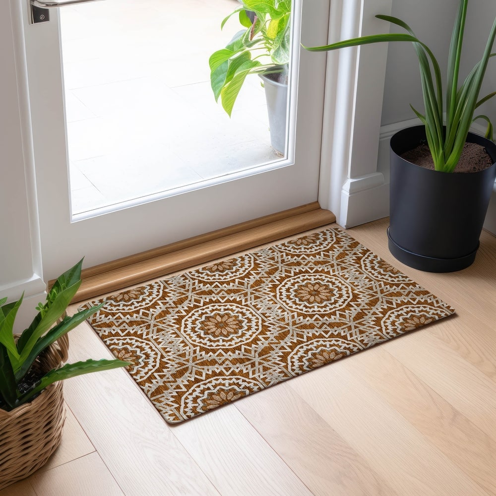 Machine Washable Indoor/ Outdoor Chantille Boho Global Rug
