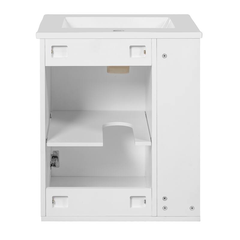 20'' Wall Mounted Bathroom Vanity with White Integrated Ceramic Sink - 20.3'' x 18.5'' x 24.1''