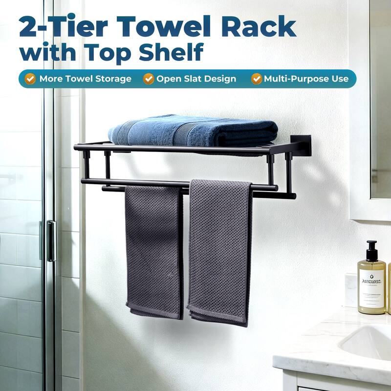 WOWOW Two Towel Holders Wall mounted Towel Rack