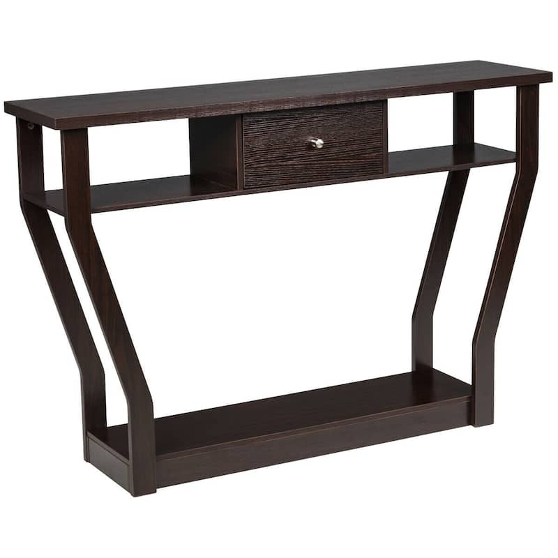 Modern Sofa Accent Table with Drawer - 47'' x 12'' x 32'' (L x W x H) - Brown