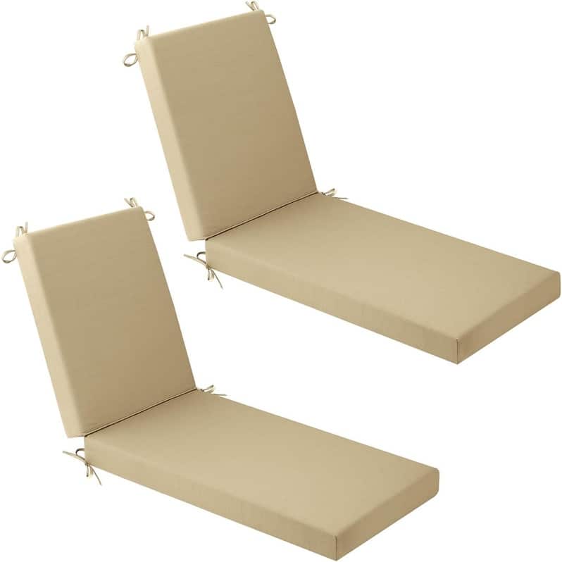 WINSOON Chaise Lounge Cushions Outdoor 80 x 26 x 3 Inch - Light Brown x2