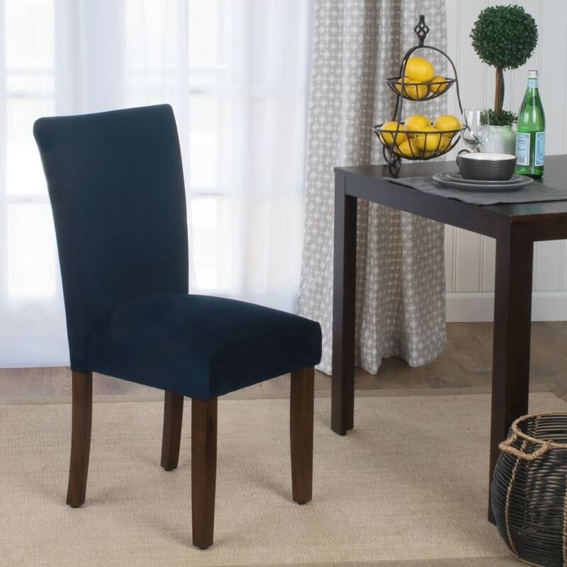 HomePop Classic Velvet Parsons Dining Chair - Dark Navy Blue Velvet (Set of 2)