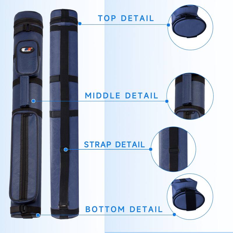 GSE™ 2x2 Oval Hard Billiard Pool Cue Stick Carrying Case, Billiard Cue Case Holds 2 Butts/2 Shafts (5 Colors)