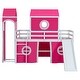 preview thumbnail 22 of 56, Castle Style Twin/Full Size Loft Bed with Slide and Ladder, Solid Wood Loft Bed Frame with Pink Tent and Tower, Playhouse Bed