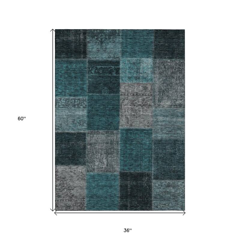 HomeRoots Patchwork Transitional Rectangle Outdoor Rug