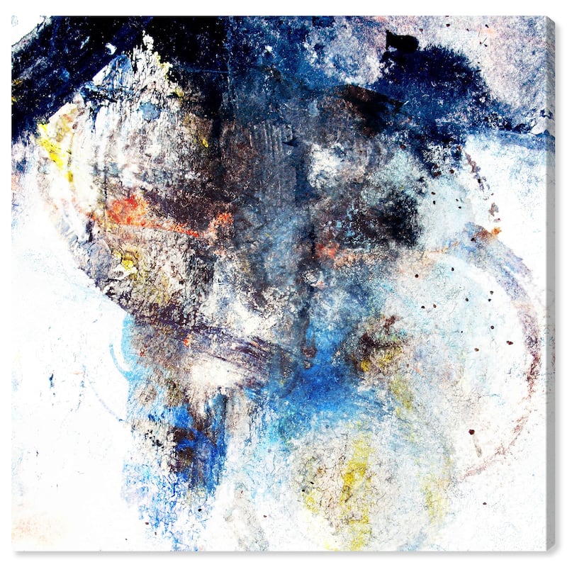 Wynwood Studio Canvas Abstract Snowy Storm Custom White and Dark Blue Modern & Contemporary Wall Art Canvas Print