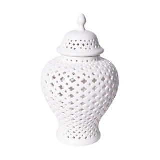 Handmade Lattice Ginger Decorative Jar with Lid