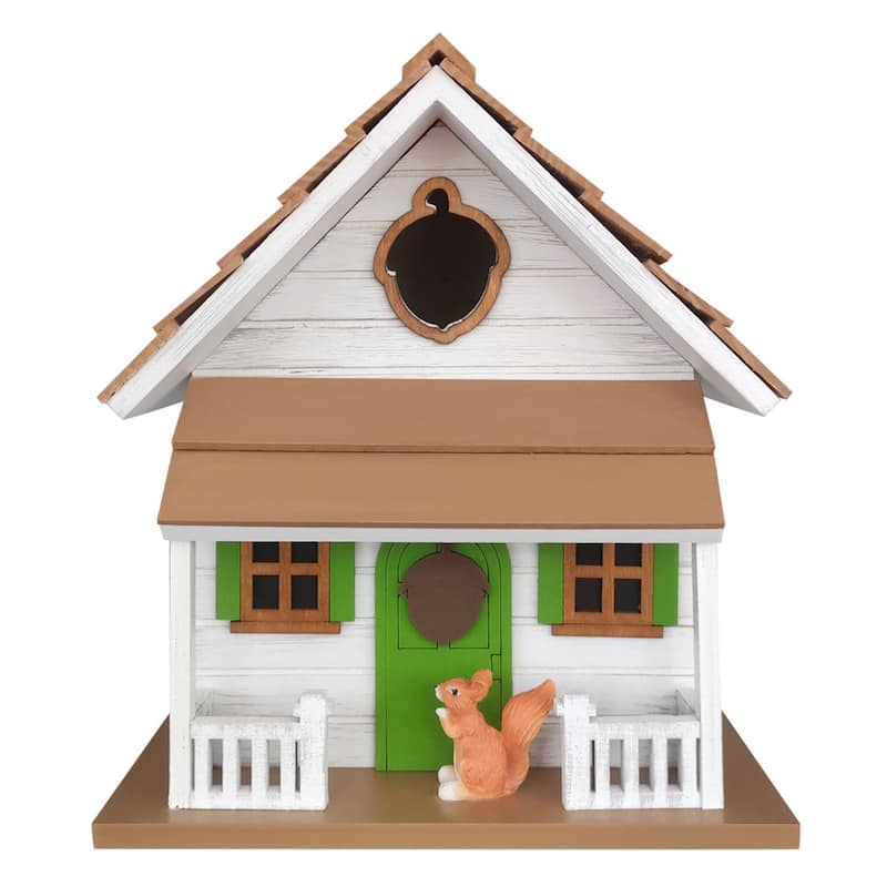 Home Bazaar 8.75" x 6" x 7.5" Squirrel Cottage Birdhouse - White - 7.5"x8.75"x6"