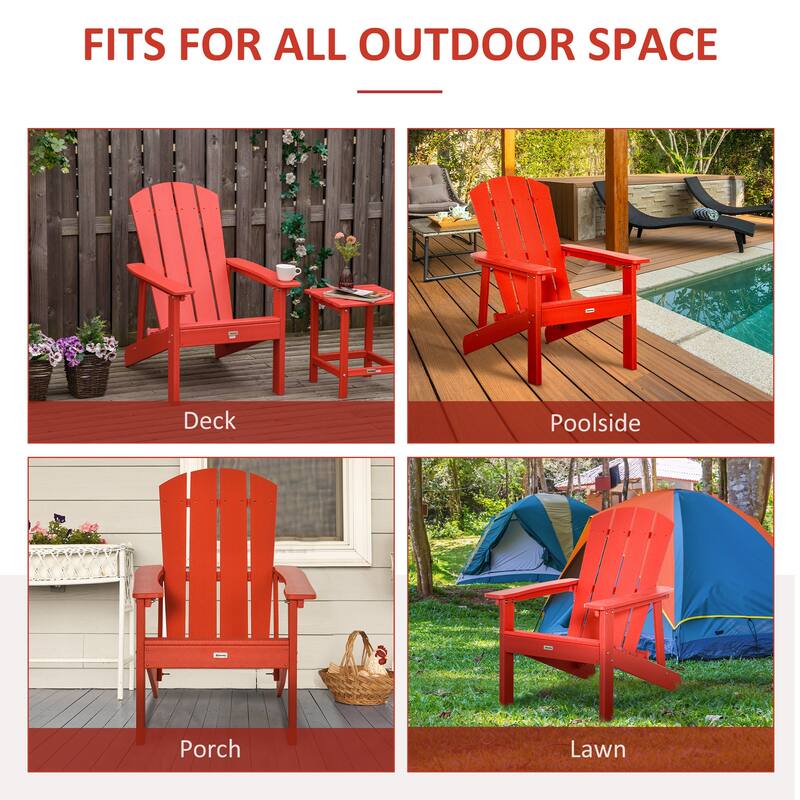 Outsunny Plastic Adirondack Chair, HDPE Fire Pit Chair with High Back for Backyard, Garden