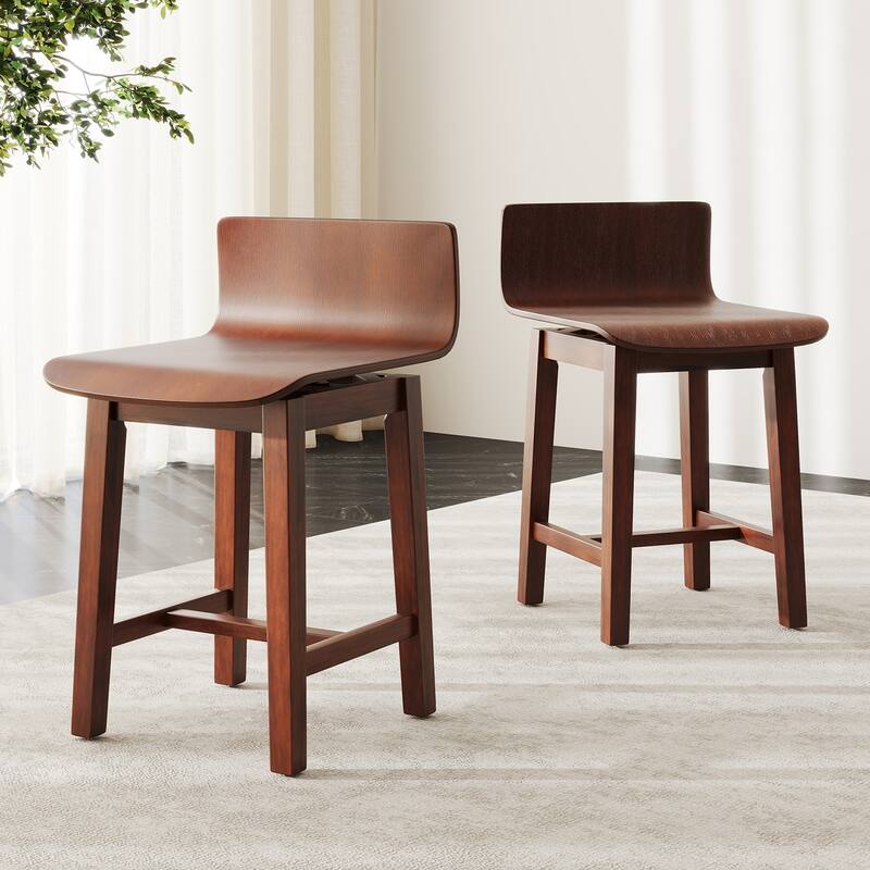 Gymax Swivel Dining Chair Set of 2 Farmhouse Wooden Kitchen Chairs