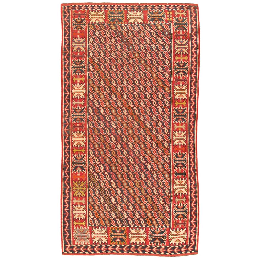 Pasargad Home Antique Kilim Wool Navy Area Rug - 6' 5'' X 11' 6''