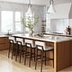 preview thumbnail 66 of 115, Gracie Modern Bar Stool, Boucle Upholstered Chair and Brushed Wooden Legs