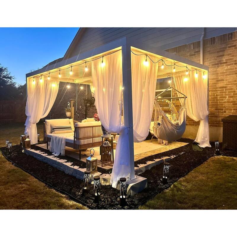 PURPLE LEAF Louvered Pergola with Solar Lights Hardtop Gazebo for Patio