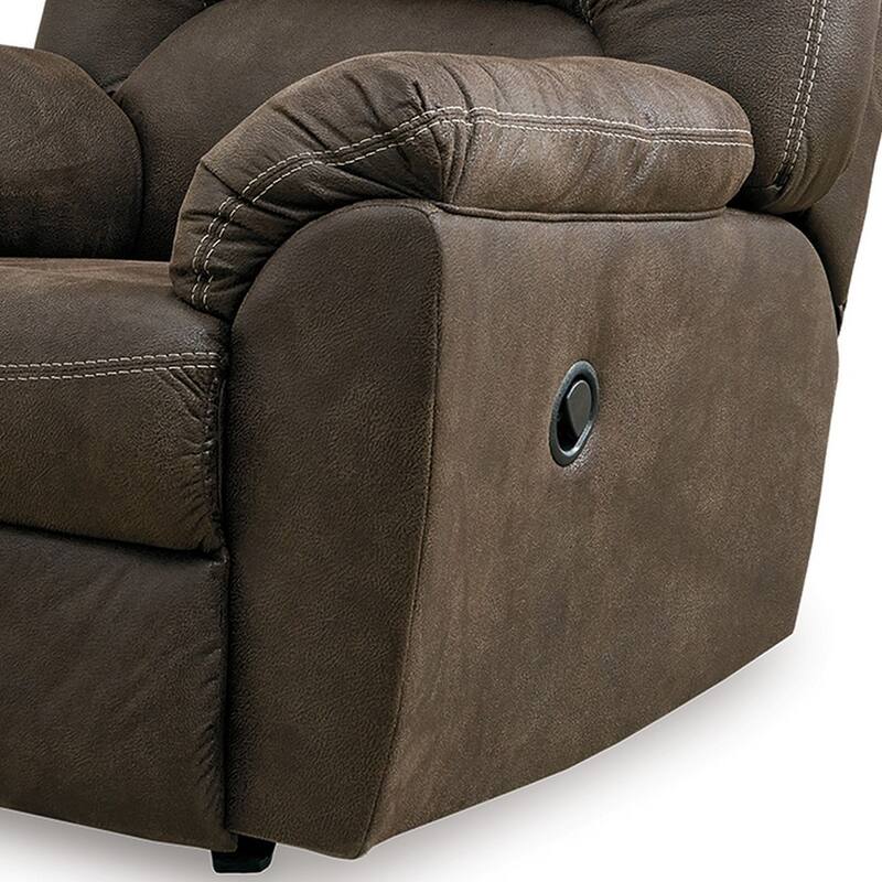 Neal Rocker Recliner Chair, Foam Cushions, Canyon Brown Faux Leather