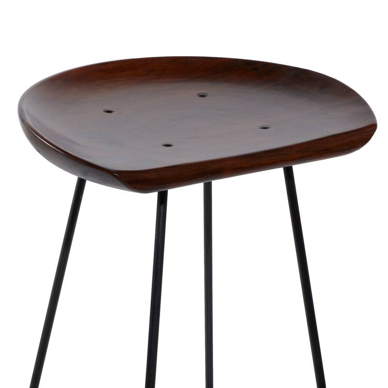 Brown Metal Bar Stool with Wood Seat