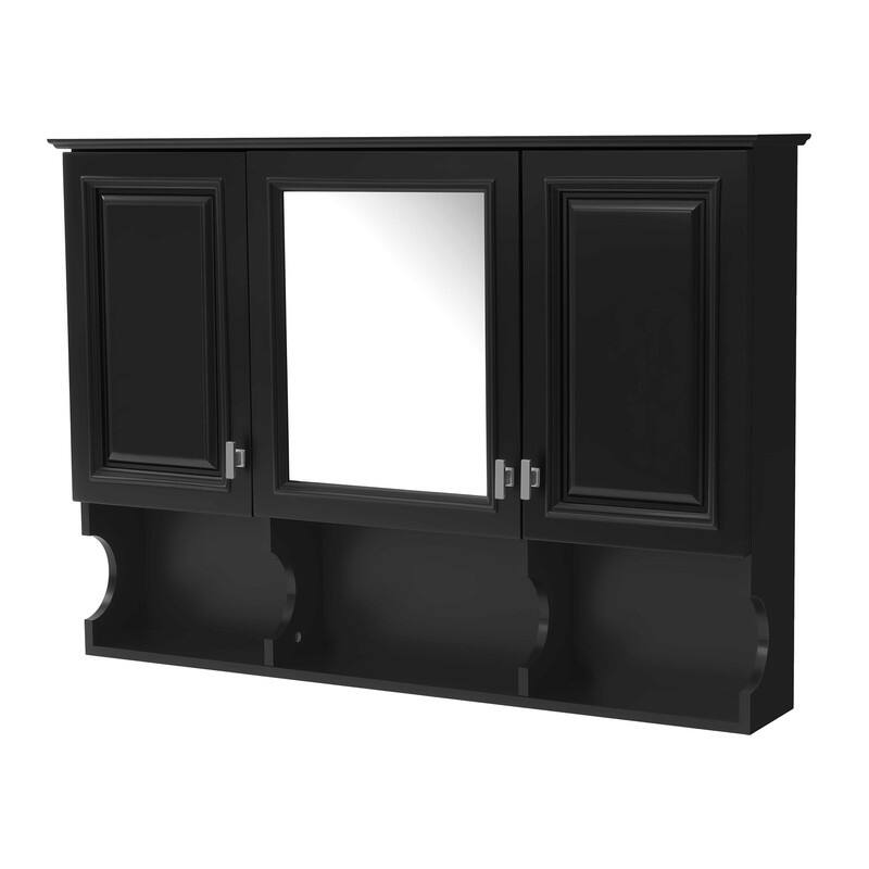 41-Inch Mirror Medicine Cabinet with Open Shelves, Wall-Mounted Storage with Doors & Mirror