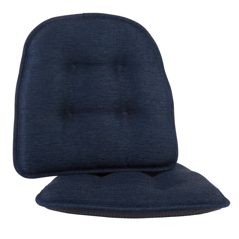 Klear Vu Non-Slip 15" x 16" Omega Tufted Dining Chair Cushion Set - Indigo - Set of 2