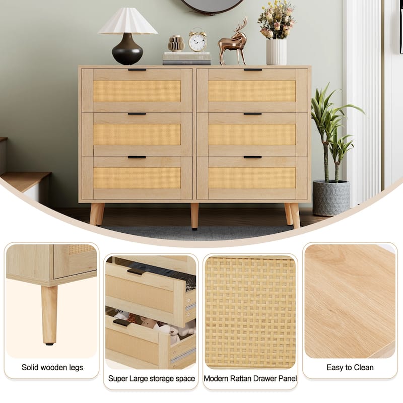 Chest Of Dresser Storage Tower Cabinet Bedroom Organizer Rattan Dresser