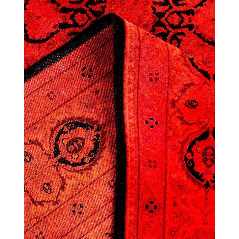Overton Hand Knotted Wool Vintage Inspired Modern Contemporary Overdyed Orange Area Rug - 6' 0" x 9' 3"