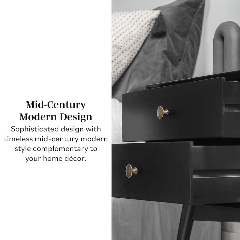 Middlebrook Mid-Century Modern Solid Wood 2-Drawer Nightstand