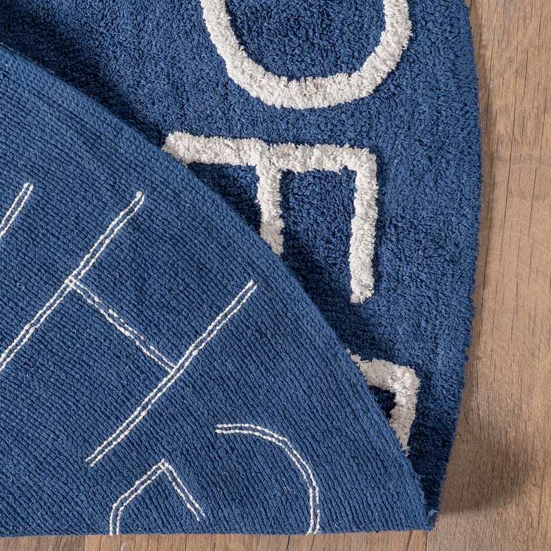 Nuloom Alphabet SpinClean Washable Round Rug