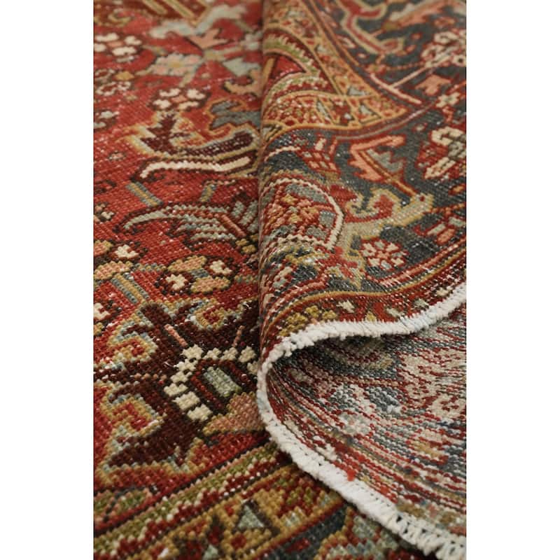 Hand Knotted Oriental 100% Wool Carpet Traditional All-Over Oranges & Rust Heriz (serapi) Area Rug - 10' 0'' X 7' 4''