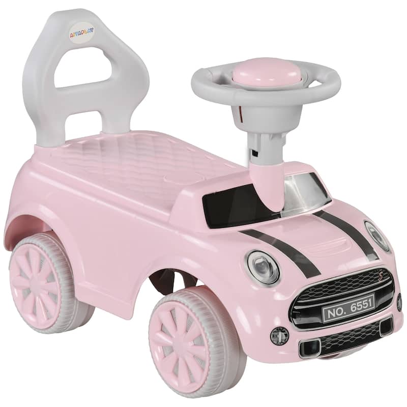 Baby Ride-On Car for Ages 18-36 Months with Foot-to-Floor Design and Horn - Pink