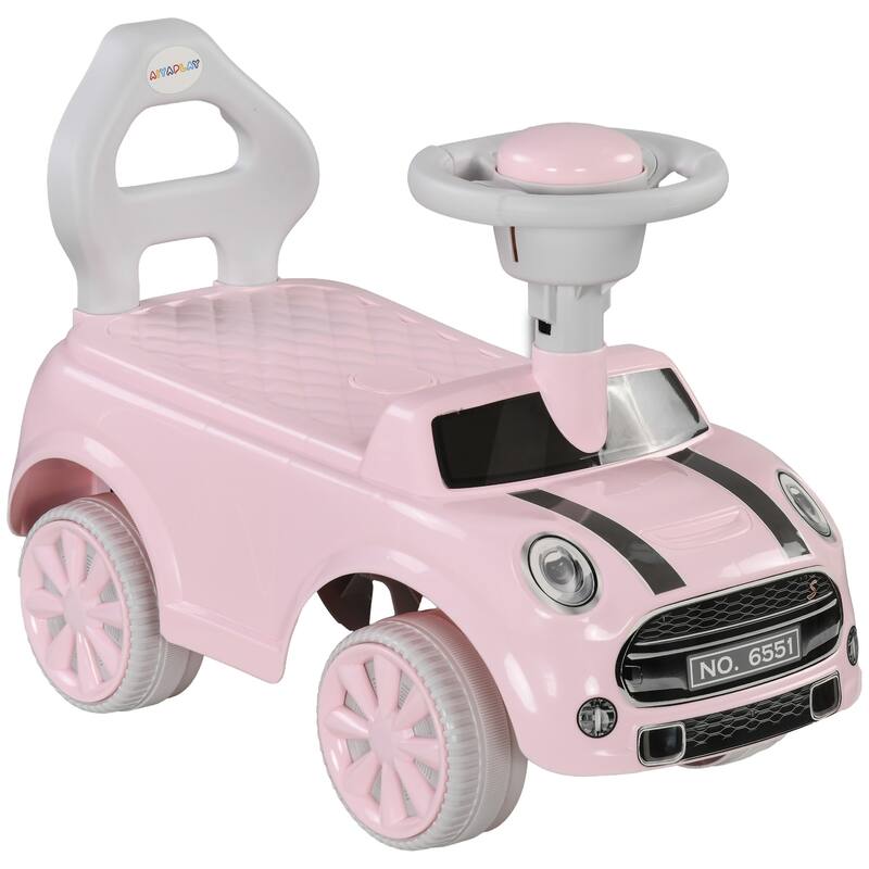 Toddler Ride on Toy, Foot to Floor Sliding Car with Horn, Working Steering Wheel & No Tip Anti-Over-Backwards System - Pink