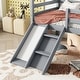 preview thumbnail 7 of 10, Elegant Twin Low Loft House Bed with Slide, Ladder, Safety Guardrails and House Roof Frame, Space for Entertainment, Grey