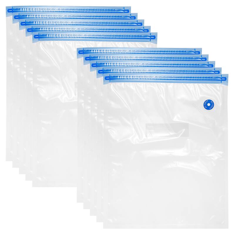 10pcs Sous Vide Bags Reusable Vacuum Food Storage Zipper Bags 50cm x 35cm - White