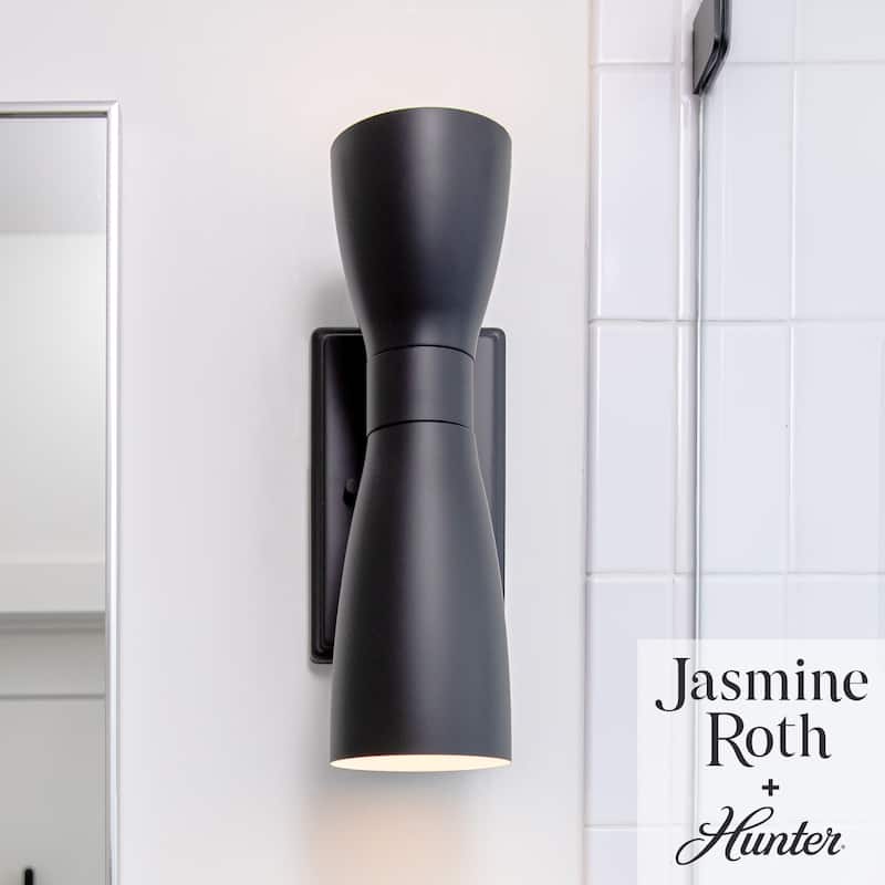 Hunter Zola Black 2-Light Wall Sconce - Bathroom, Bedroom, Dining Room, Hallway - Modern - Designer!