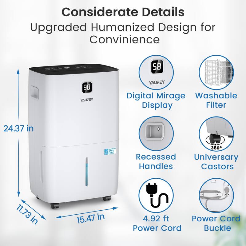 Yaufey 150 Pints Powerful Home Dehumidifier for Room up to 7000 Sq. Ft