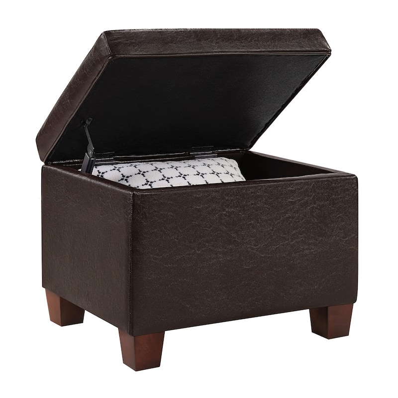 Multipurpose Storage Ottoman with Padded Top for Seating, Coffee Table Use and Hidden Storage Organization