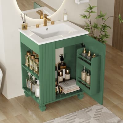 24" Bathroom Vanity with Sink, Door Shelf, Side Open Storage, Soft Closing Door