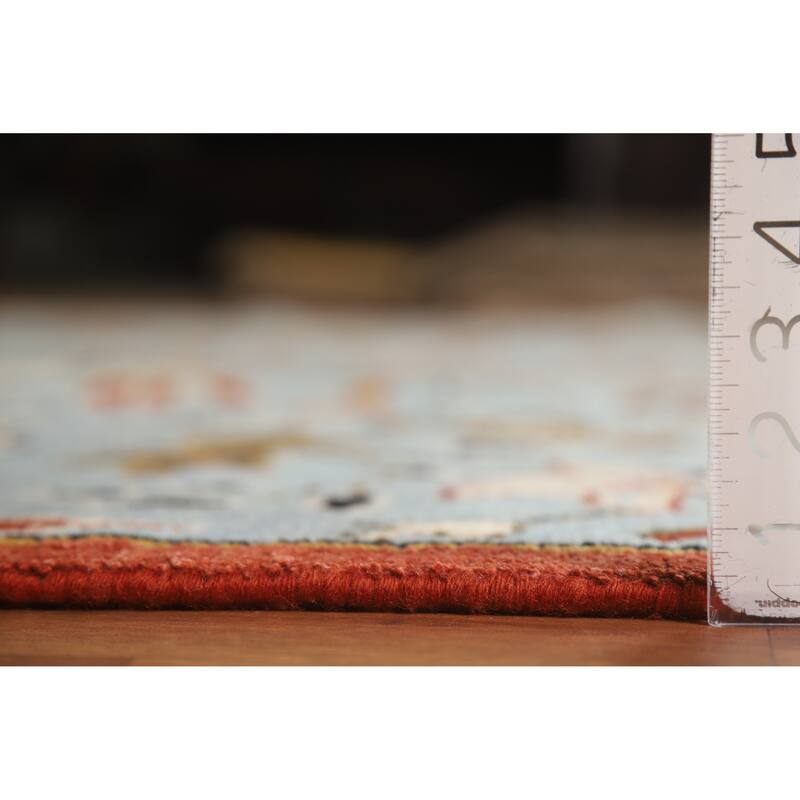 Hand Knotted Oriental 100% Wool Carpet Traditional All-Over Navy Blue & Blues Ziegler Area Rug - 13' 9'' X 9' 7''