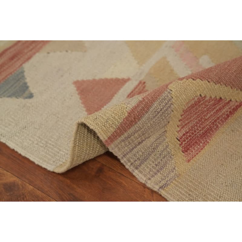 Hand Woven Oriental 100% Wool Carpet Southwestern Tribal Multi-Colored Kilim Area Rug - 9' 8'' X 6' 7''