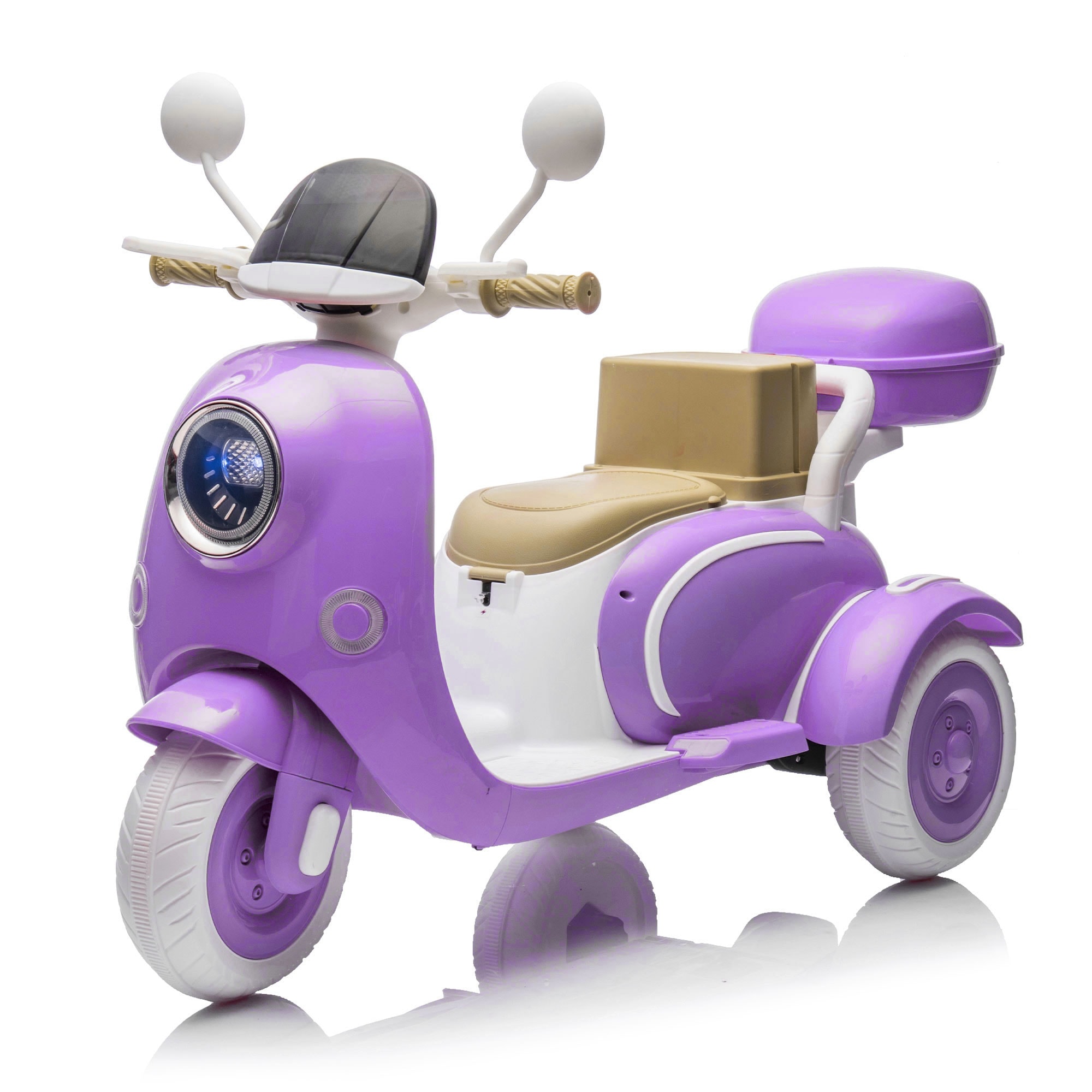 Purple Kids Electric Car Ride-On Car 2-Seater Ride-On Toy with Bluetooth Music