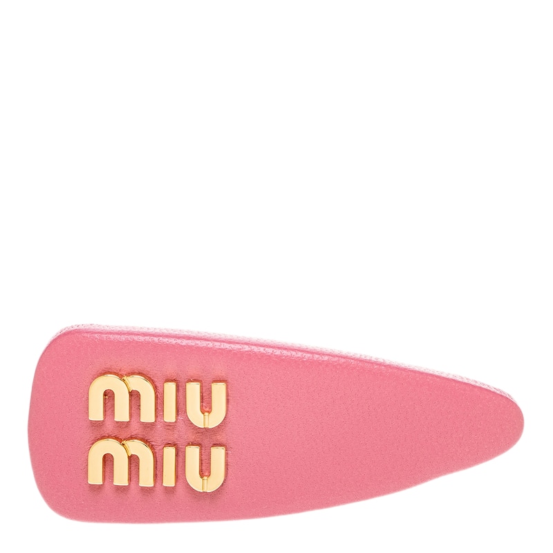Miu Miu Nappa Leather Hair Clip - Pink