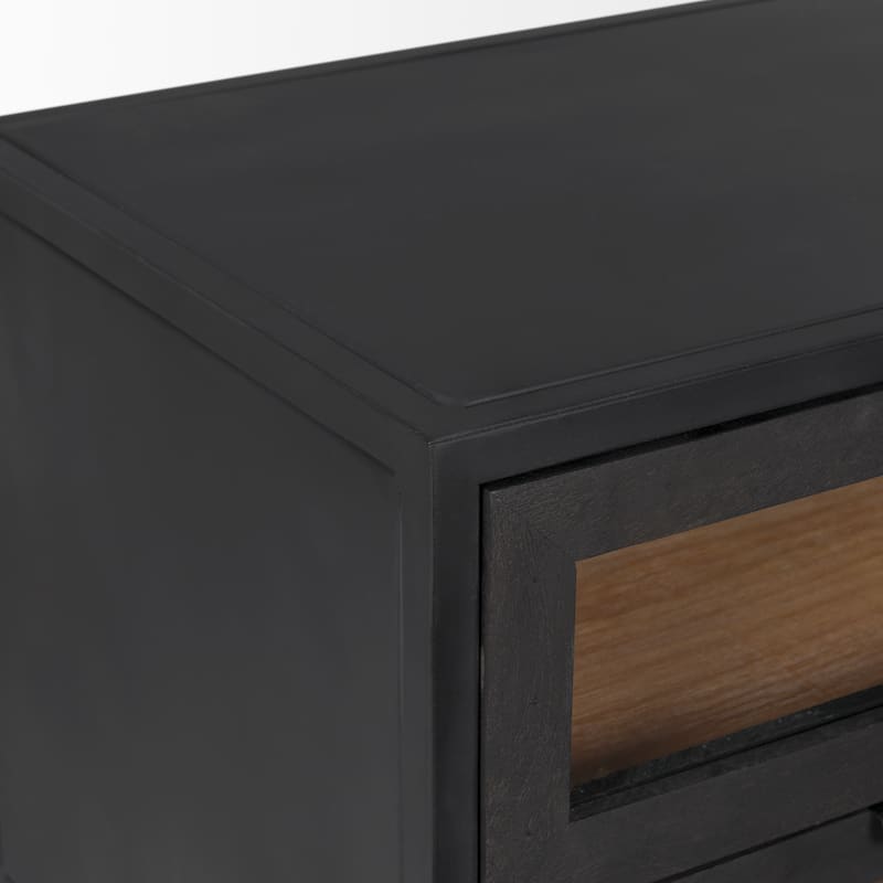 Sloan Dark Brown Solid Wood 2 Drawer Rectangular Side Table