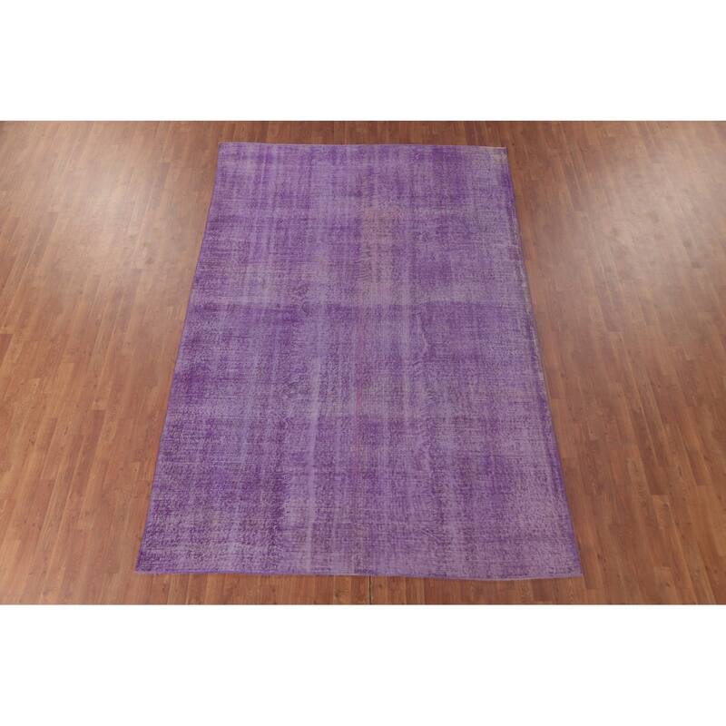 Over-Dyed Purple Anatolian Turkish Vintage Rug Handmade Wool Carpet - 6'10" x 10'0"