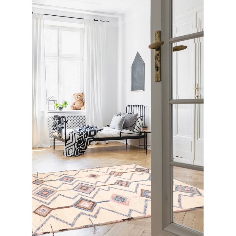 ECARPETGALLERY Hand-knotted Tangier Cream Silk, Wool Rug - 8'1 x 9'10