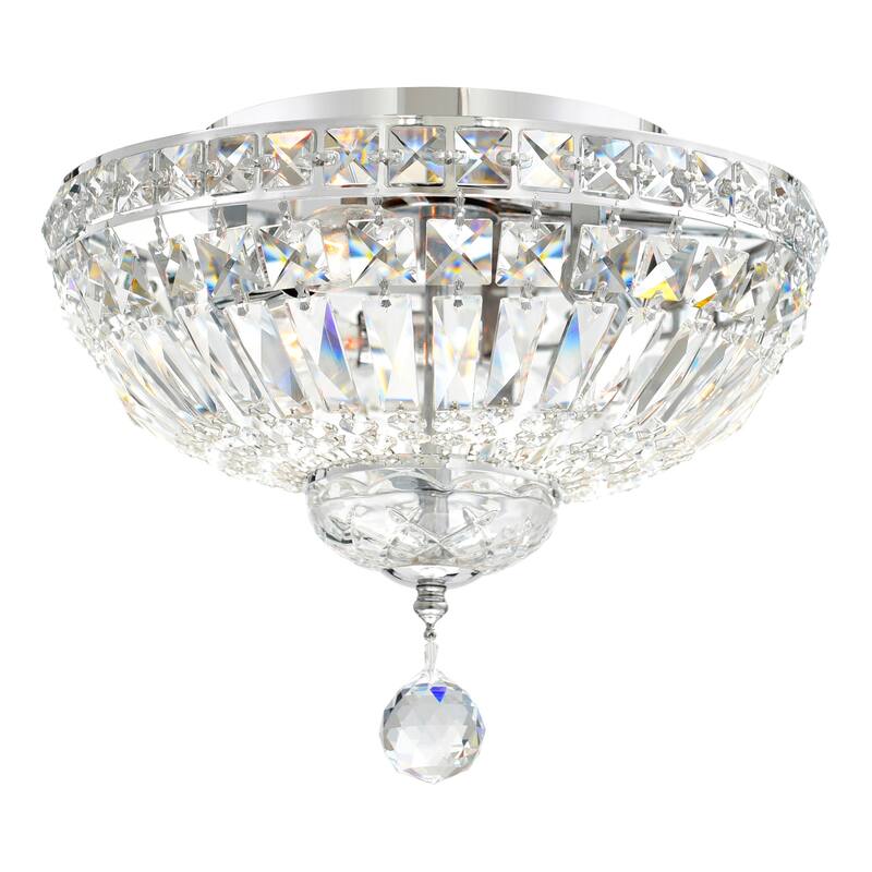 Stefania 3 Light Bowl Flush Mount With Chrome Finish - Chrome