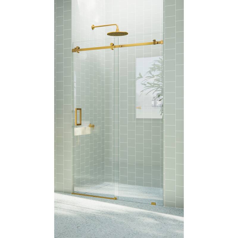 Glass Warehouse 52 in. x 78 in. Sliding Frameless Shower Door with Square Hardware